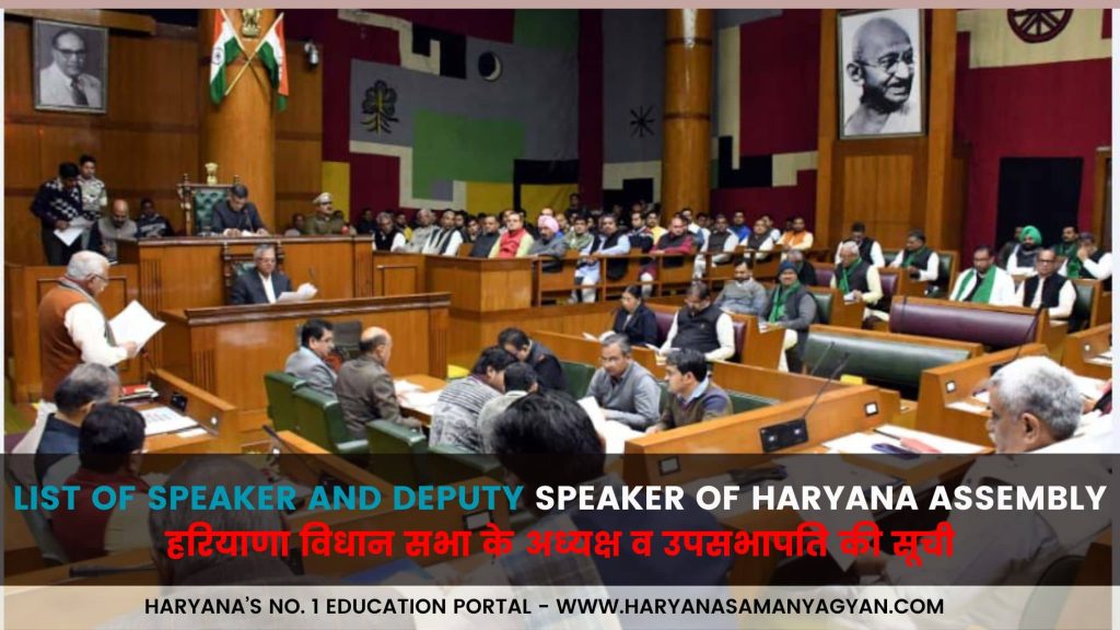 List of Speaker and Deputy Speaker of Haryana Assembly